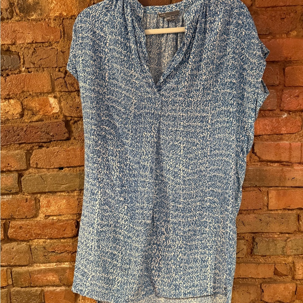 Vince Blue and Green and White Relaxed Tunic Dress size XXS